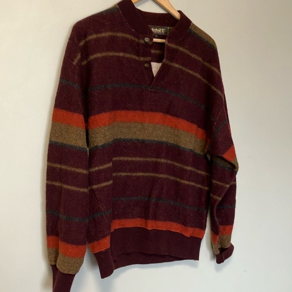 Timberland Vintage made in Italy Cozy Crewneck Sweater Brown Orange stripes - Picture 3 of 5